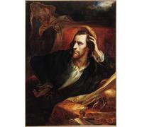 HRJUBWREE De Célèbres Tableaux Toile Murale Tableaux Peinture Murale Nordique Faust dans son étude Faust Dans Son Cabineta par Ary Scheffer Impression Affiche Pour la Décoration de la Chambre 60x90cm