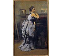 HRJUBWREE De Célèbres Tableaux Toile Murale Tableaux Peinture Murale Nordique la Dame de Jean Baptiste Camille Corot Impression Affiche Pour la Décoration de la Chambre 60x90cm