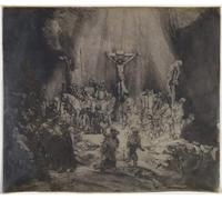 HRJUBWREE De Célèbres Tableaux Toile Murale Tableaux Peinture Murale Nordique Le Christ crucifié entre les deux voleurs les trois croix de Rembrandt Van Rijn Pour la Décoration de la Chambre 60x90cm