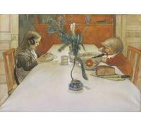HRJUBWREE De Célèbres Tableaux Toile Murale Tableaux Peinture Murale Nordique le repas du soir, de Carl Larsson Impression Affiche Pour la Décoration de la Chambre 60x90cm