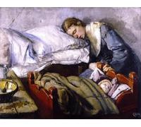 HRJUBWREE De Célèbres Tableaux Toile Murale Tableaux Peinture Murale Nordique Mère endormie Christian Krohg Impression Affiche Pour la Décoration de la Chambre 60x90cm
