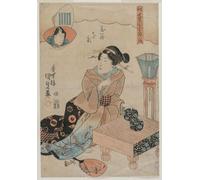 HRJUBWREE De Célèbres Tableaux Toile Murale Tableaux Peinture Murale Nordique Muraogi de la série The False Murasaki's Rustic Genji par Utagawa Kunisada Pour la Décoration de la Chambre 60x90cm