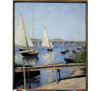 HRJUBWREE De Célèbres Tableaux Toile Murale Tableaux Peinture Murale Nordique Voiliers à Argenteuil par Gustave Caillebotte Impression Affiche Pour la Décoration de la Chambre 60x90cm
