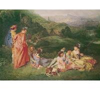 HRJUBWREE Portrait Tableaux Imprimer Affiche Murale D'Art L'Image Amour paisible de Jean Antoine Watteau Vintage Impressions sur Toile Décorations Pour la Maison 60x90cm