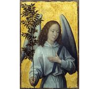 HRJUBWREE Portrait Tableaux Imprimer Affiche Murale D'Art L'Image Ange tenant un rameau d'olivier Peinture de Hans Memling Vintage Impressions sur Toile Décorations Pour la Maison 60x90cm