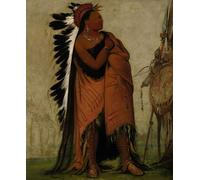 HRJUBWREE Portrait Tableaux Imprimer Affiche Murale D'Art L'Image Celui qui s'est attaché les cheveux avant par George Catlin Vintage Impressions sur Toile Décorations Pour la Maison 60x90cm