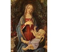 HRJUBWREE Portrait Tableaux Imprimer Affiche Murale D'Art L'Image Détail de Dame et enfant avec les deux saints Jean de Sandro Botticelli Décorations Pour la Maison 60x90cm
