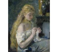 HRJUBWREE Portrait Tableaux Imprimer Affiche Murale D'Art L'Image Femme au crochet par Pierre Auguste Renoir Vintage Impressions sur Toile Décorations Pour la Maison 60x90cm