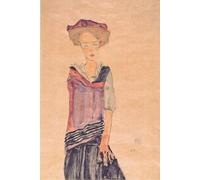 HRJUBWREE Portrait Tableaux Imprimer Affiche Murale D'Art L'Image Filles debout par Egon Schiele Vintage Impressions sur Toile Décorations Pour la Maison 60x90cm