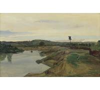 HRJUBWREE Portrait Tableaux Imprimer Affiche Murale D'Art L'Image la Promenade d'Or Roman Campagna de Jean Baptiste Camille Corot Vintage Impressions sur Toile Décorations Pour la Maison 60x90cm