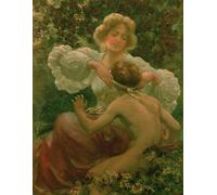 HRJUBWREE Portrait Tableaux Imprimer Affiche Murale D'Art L'Image L'amour est aveugle de Sigismund Christian Hubert Goetze Vintage Impressions sur Toile Décorations Pour la Maison 60x90cm