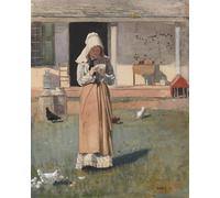 HRJUBWREE Portrait Tableaux Imprimer Affiche Murale D'Art L'Image le poulet malade par Winslow Homer Vintage Impressions sur Toile Décorations Pour la Maison 60x90cm