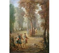 HRJUBWREE Portrait Tableaux Imprimer Affiche Murale D'Art L'Image Louis XV et son limier au Puys pour un de Jean Baptiste Oudry Vintage Impressions sur Toile Décorations Pour la Maison 60x90cm
