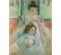HRJUBWREE Portrait Tableaux Imprimer Affiche Murale D'Art L'Image Mère et enfant par Mary Cassatt Vintage Impressions sur Toile Décorations Pour la Maison 60x90cm
