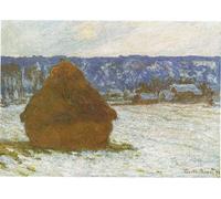 HRJUBWREE Portrait Tableaux Imprimer Affiche Murale D'Art L'Image Pile de Blé Effet Neige Jour Couvert Nfrancais Meules Effet De Neigen par Claude Monet Décorations Pour la Maison 60x90cm