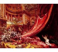 HRJUBWREE Portrait Tableaux Imprimer Affiche Murale D'Art L'Image Symphonie en rouge et or de Jean Béraud Vintage Impressions sur Toile Décorations Pour la Maison 60x90cm