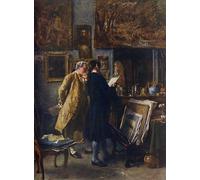 HRJUBWREE Portrait Tableaux Imprimer Affiche Murale D'Art L'Image un artiste montrant son travail par Jean Louis Ernest Meissonier Vintage Impressions sur Toile Décorations Pour la Maison 60x90cm