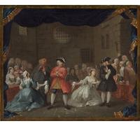 HRJUBWREE Portrait Tableaux Imprimer Affiche Murale D'Art L'Image une scène de l'opéra du mendiant de William Hogarth Vintage Impressions sur Toile Décorations Pour la Maison 60x90cm
