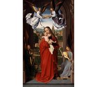 HRJUBWREE Portrait Tableaux Imprimer Affiche Murale D'Art L'Image Vierge à l'Enfant avec quatre anges de Gérard David Vintage Impressions sur Toile Décorations Pour la Maison 60x90cm