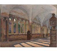 HRJUBWREE Portrait Tableaux Imprimer Affiche Murale D'Art L'Image Vue du cloître de San in Laterano par Jakob Alt Vintage Impressions sur Toile Décorations Pour la Maison 60x90cm