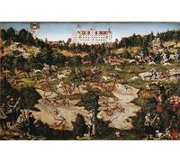 HRJUBWREE Posters Impressions Toile Moderne D'Images Art Imprimé Image Chasse en l'honneur de Charles Quint au château de Torgau Peinture de Lucas l'Ancien Cranach Pour la Décoration du Salon 60x90cm