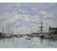 HRJUBWREE Posters Impressions Toile Moderne D'Images Art Imprimé Image Deauville le Dock par Eugène Louis Boudin Toile Paysage Peinture Pour la Décoration du Salon 60x90cm