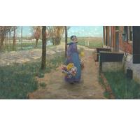 HRJUBWREE Posters Impressions Toile Moderne D'Images Art Imprimé Image Flower Girl en Hollande par George Hitchcock Toile Paysage Peinture Pour la Décoration du Salon 60x90cm