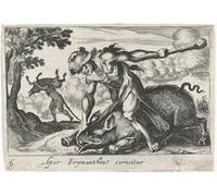 HRJUBWREE Posters Impressions Toile Moderne D'Images Art Imprimé Image Hercule attrape le sanglier d'Erymanthe de Simon Frisius Toile Paysage Peinture Pour la Décoration du Salon 60x90cm
