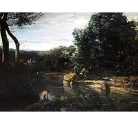 HRJUBWREE Posters Impressions Toile Moderne D'Images Art Imprimé Image Impression d'Italie ou paysage italien par Jean Baptiste Camille Corot Toile Paysage Peinture Pour la Décoration du Salon 60x90cm
