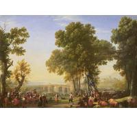 HRJUBWREE Posters Impressions Toile Moderne D'Images Art Imprimé Image la Fête du Village de Claude Lorrain Toile Paysage Peinture Pour la Décoration du Salon 60x90cm