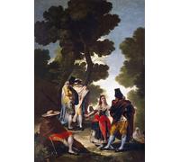 HRJUBWREE Posters Impressions Toile Moderne D'Images Art Imprimé Image La Maja et les hommes masqués ou une promenade en Andalousie de Francisco De Goya Pour la Décoration du Salon 60x90cm