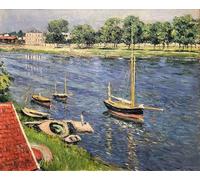 HRJUBWREE Posters Impressions Toile Moderne D'Images Art Imprimé Image La Seine à Argenteuil par Gustave Caillebotte Toile Paysage Peinture Pour la Décoration du Salon 60x90cm