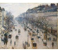 HRJUBWREE Posters Impressions Toile Moderne D'Images Art Imprimé Image le boulevard Montmartre un matin d'hiver de Camille Jacob Pissarro Toile Paysage Peinture Pour la Décoration du Salon 60x90cm