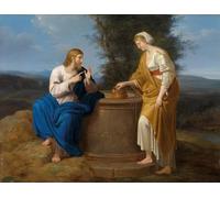 HRJUBWREE Posters Impressions Toile Moderne D'Images Art Imprimé Image Le Christ et la Samaritaine au puits par Ferdinand Georg Waldmuller Toile Paysage Peinture Pour la Décoration du Salon 60x90cm