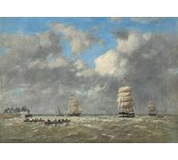 HRJUBWREE Posters Impressions Toile Moderne D'Images Art Imprimé Image Le Havre d'Eugène Louis Boudin Toile Paysage Peinture Pour la Décoration du Salon 60x90cm