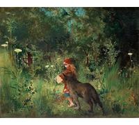 HRJUBWREE Posters Impressions Toile Moderne D'Images Art Imprimé Image Le petit chaperon rouge de Carl Larsson Toile Paysage Peinture Pour la Décoration du Salon 60x90cm