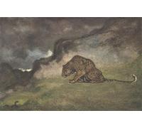 HRJUBWREE Posters Impressions Toile Moderne D'Images Art Imprimé Image Leopard Watching Serpent par Antoine Louis Barye Toile Paysage Peinture Pour la Décoration du Salon 60x90cm