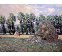 HRJUBWREE Posters Impressions Toile Moderne D'Images Art Imprimé Image Les meules de foin de Claude Monet Toile Paysage Peinture Pour la Décoration du Salon 60x90cm