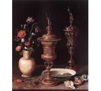 HRJUBWREE Posters Impressions Toile Moderne D'Images Art Imprimé Image Nature mortefleurs et gobelets de Clara Peeters Toile Paysage Peinture Pour la Décoration du Salon 60x90cm