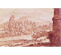 HRJUBWREE Posters Impressions Toile Moderne D'Images Art Imprimé Image Paysage avec une rivière un troupeau et un berger par Claude Lorrain Toile Paysage Peinture Pour la Décoration du Salon 60x90cm