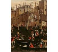 HRJUBWREE Posters Impressions Toile Moderne D'Images Art Imprimé Image Pont du Rialto en bois du Miracle de la Vraie Croix par Vittore Carpaccio Pour la Décoration du Salon 60x90cm