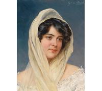 HRJUBWREE Posters Impressions Toile Moderne D'Images Art Imprimé Image Portrait d'une jeune femme au voile par Eugene De Blaas Toile Paysage Peinture Pour la Décoration du Salon 60x90cm