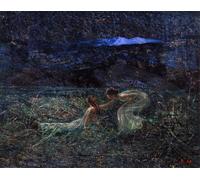 HRJUBWREE Posters Impressions Toile Moderne D'Images Art Imprimé Image Symphonie de la Lune de Plinio Nomellini Toile Paysage Peinture Pour la Décoration du Salon 60x90cm