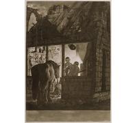 HRJUBWREE Posters Impressions Toile Moderne D'Images Art Imprimé Image un atelier de maréchal-ferrant gravé par Wright of Derby Toile Paysage Peinture Pour la Décoration du Salon 60x90cm