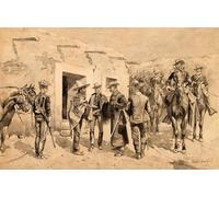 HRJUBWREE Posters Impressions Toile Moderne D'Images Art Imprimé Image Us Cavalry Hunting Garza Men on the Rio par Frederic Remington Toile Paysage Peinture Pour la Décoration du Salon 60x90cm