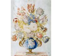 HRJUBWREE Posters Impressions Toile Moderne D'Images Art Imprimé Image Vase en cristal profond avec un bouquet de fleurs par Giovanna Garzoni Toile Paysage Peinture Pour la Décoration du Salon 60x90cm