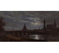 HRJUBWREE Posters Impressions Toile Moderne D'Images Art Imprimé Image Vue de Dresde par Johan Christian Dahl Toile Paysage Peinture Pour la Décoration du Salon 60x90cm