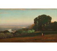 HRJUBWREE Posters Impressions Toile Moderne D'Images Art Imprimé Image Vue du Tibre près de Pérouse par George Inness Toile Paysage Peinture Pour la Décoration du Salon 60x90cm