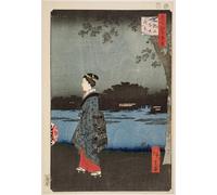 HRJUBWREE Posters Impressions Toile Moderne D'Images Art Imprimé Image Vue nocturne du canal de Sanya et de de Matsuchi par Utagawa Hiroshige Toile Paysage Peinture Pour la Décoration du Salon 60x90cm