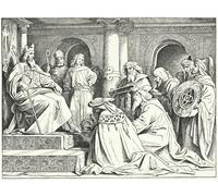 HRJUBWREE Toile Moderne D'Images les envoyés du calife Harun Al Rashid apportant des cadeaux à l'empereur Charlemagne par Moritz Ludwig Von Schwind Pour la Décoration du Salon 60x90cm